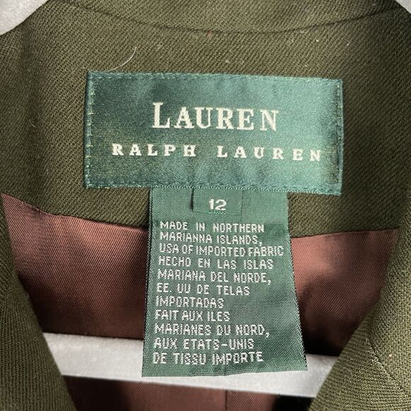 Ralph Lauren Wool Equestrian Jacket Women's Vintage 12 Green Gabardine Military - Picture 7 of 16
